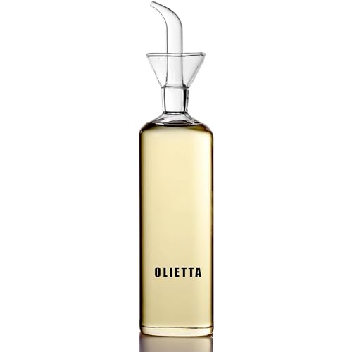Olietta Tropf- und auslaufsichere Ölflasche aus Glas Ölflasche mit Ausgießer 500ml 0,5l - Ideal zum Ausgießen und Träufeln von Olivenöl und Anderen Flüssigkeiten - Leicht zu reinigen