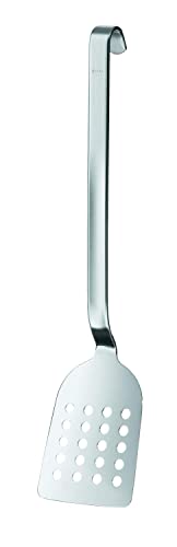RÖSLE Haken Pfannenschaufel gelocht, Hochwertiger Pfannenwender mit großflächiger Lochung, Edelstahl 18/10, Spülmaschinengeeignet, 33 Cm