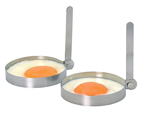 KitchenCraft Spiegelei-Ringe zum Braten, Einklappbare Griffe, Eiringe aus Edelstahl, Spiegeleiform im 2er-Set - 8,5 cm Durchmesser