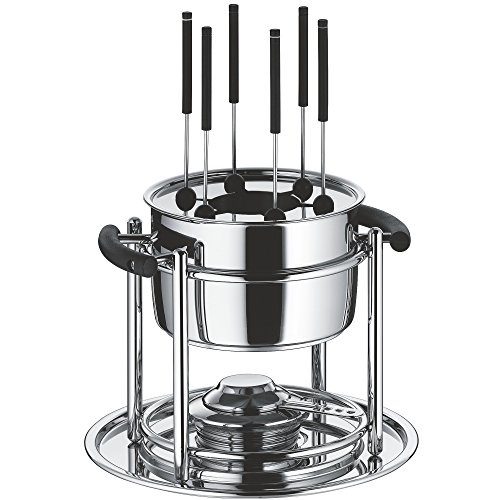 WMF Allegro Fondue-Set 11-teilig, für 6 Personen, mit Brenner und Gabeln, Cromargan Edelstahl, Fonduetopf Induktion, spülmaschinengeeignet