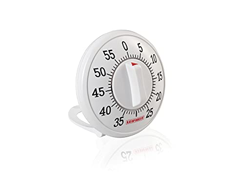 Leifheit Kurzzeitmesser ComfortLine-Serie, praktischer Küchentimer bis 60 Minuten, Eieruhr mit gut lesbarer Minutenskala, Kitchen timer benötigt keine Batterien, Küchenuhr, weiß