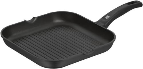 WMF Grillpfanne 27x27 cm mit Ausguss, Aluminium beschichtet, Steakpfanne ideal zum knusprigen Braten, eckige Pfanne, Kunststoffgriff