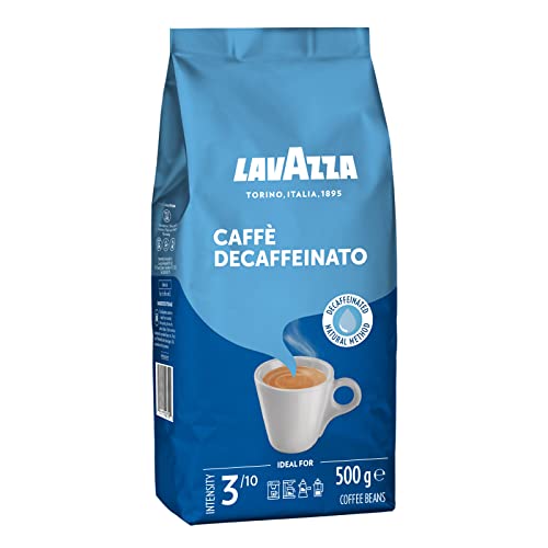 Lavazza, Caffè Decaffeinato, Entkoffeinierte Arabica und Robusta Kaffeebohnen, Kaffee mit Mandel- und Honigaroma, Intensität 3/10, Mittlere Röstung, 500 g (1er Pack)