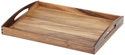 Zassenhaus Serviertablett Holz | rechteckig | mit Tragegriffen | 53×41×7cm | Teetablett | aus nachhaltig angebautem Akazienholz