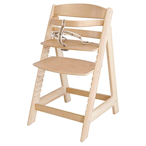 roba Treppenhochstuhl Sit Up III - Mitwachsender Baby Hochstuhl - ab 6 Monaten - Kinderhochstuhl aus Holz natur - Stuhl bis 70 kg belastbar, 1 Stück (1er Pack)