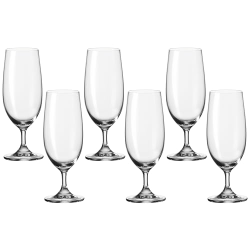 Leonardo Daily Bier-Gläser 6er Set, Tulpe mit gezogenem Stiel, spülmaschinenfeste Bier-Gläser mit gezogenem Stiel, Pils-Gläs, Höhe 19 cm, 360 ml, 063318