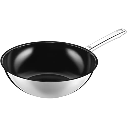 Silit Wuhan Wokpfanne Induktion 28 cm, Wok Edelstahl beschichtet, Wok Induktion, backofenfest