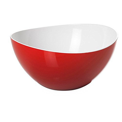 Omada Design Salatschüssel für Pasta und Salat, Schale aus zweifarbigem beständigem Kunststoff, Trendy Linie, 26cm Durchmesser, 3,5lt Kapazität, geeignet für Geschirrspüler (M1515RR)