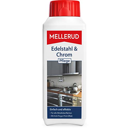 MELLERUD Edelstahl & Chrom Pflege | 1 x 0,25 l | Wirkungsvolles Reinigungsmittel gegen Schmutz und Fingerabdrücke für Metall-Oberflächen im Innen- und Außenbereich