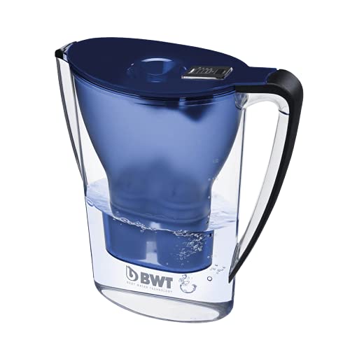 BWT Penguin inkl Filter mit 1 Magnesium Filterkartusche | Wasserfilter Trinkwasser | Filtert Kalk, Chlor, Blei & Kupfer Filterkannen, dunkelblau