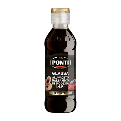 Ponti, Balsamic Vinegar of Modena I.G.P. Glaze, Ideal for All Recipes, Full and Sweet and Sour Taste with Moderate Acidity, 100% Made in Italy, 250 g set