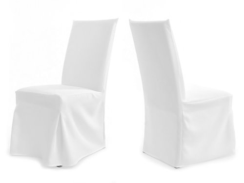 TexDeko Universal Stuhlhusse - Modell Paris - Weiß waschbar, Blickdicht, strapazierfähig Stuhlbezug Premium Qualität Made in EU