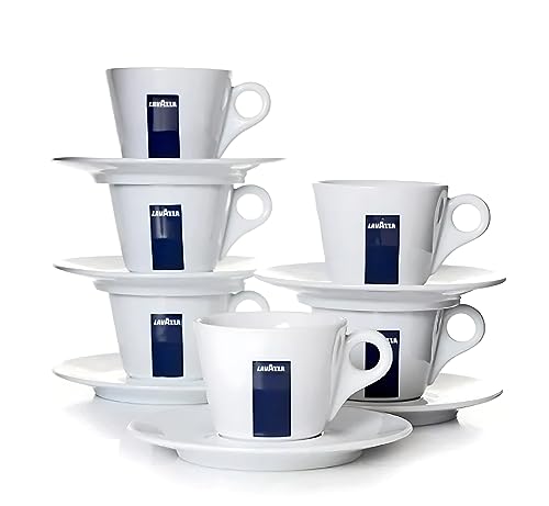 Lavazza Blu Collection Cappuccino Tasse, 6er Pack, Kaffeetasse, Porzellan, Weiß, 165ml, 20002131