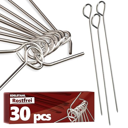 Rouladennadeln - 30er Set, Edelstahl - Made in Germany 10 cm Rouladenspieße mit Clip – rostfrei, stabil für einfach leckere Rouladen