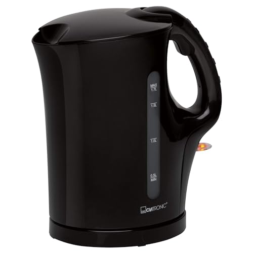 Clatronic® Wasserkocher | Kettle | Wasserkocher 1,7 L mit automatischer u. manuellen Abschaltung | herausnehmbarer Kalkfilter | max. 2200Watt | Wasserkocher schwarz | WK 3445 schwarz