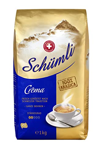 Schümli Crema Ganze Kaffeebohnen 1kg - Stärkegrad 2/5 - UTZ-zertifiziert | 1kg (1er Pack)