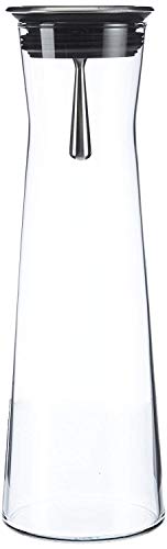 Bohemia Cristal 093 006 103 SIMAX Karaffe ca. 1100 ml aus hitzebeständigem Borosilikatglas mit praktischem Ausgießer aus Edelstahl "Indis", 10.2 x 10.2 x 30.5 cm