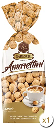 Gadeschi Amarettini (1x 200g) | italienisches Gebäck aus Aprikosenkernen | Kaffeegebäck | 200g Kekse Amarettini