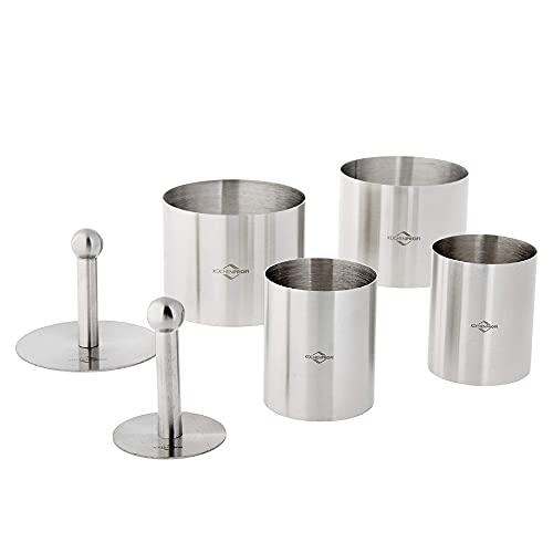 Küchenprofi Dessert- und Speisenringe 6-teilig , Ø 7,5 cm, Ø 5 cm , Anrichteringe , Speiseringe Set , Anrichten von Speisen , Dessert Ringe , Törtchen Formen , Dessert Formen