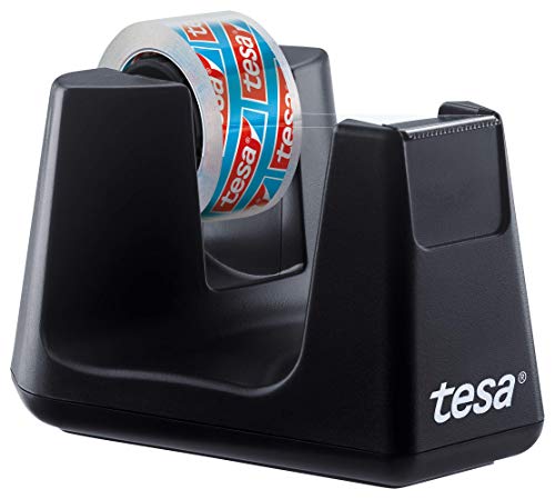 tesa Easy Cut SMART Klebebandabroller für Tische / Kompakter Tischabroller mit Anti-Rutsch-Technologie für Klebefilm, inkl 1 Rolle tesafilm kristall-klar