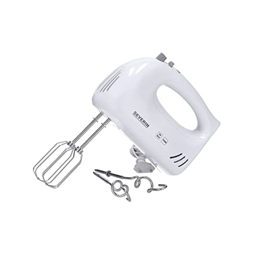 SEVERIN Handmixer, Handrührgerät mit 5 Geschwindigkeitsstufen, praktischer Handrührer mit 2 Edelstahl-Rührbesen und -Knethaken, HM 3820