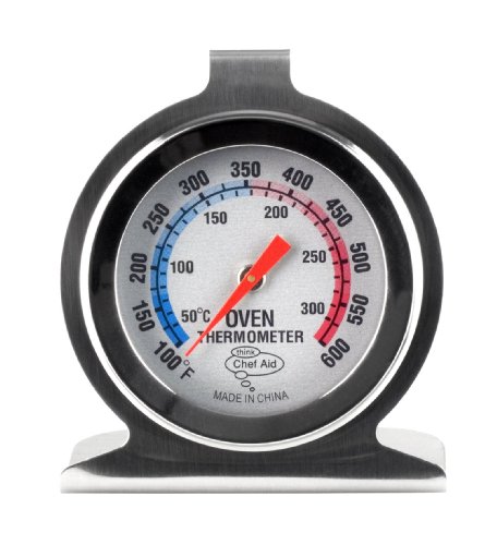 Chef Aid Edelstahl Backofen-Thermometer – Kompatibel mit Umluft-, Gas-, Elektro-, Pizzaöfen, Heißluftfritteusen und Herden – Leicht ablesbares Display – Ofenthermometer für präzises Kochen und Backen