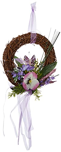 HEITMANN DECO Wandkranz mit Schmetterling und künstlichen Blumen - Türkranz Frühling - Dekoration - Natur, Lila