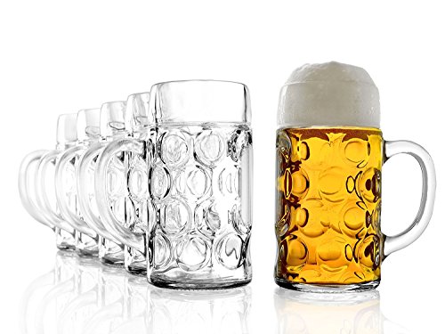Stölzle Oberglas Bierkrug ISAR / 6er Set Bierkrüge 1 Liter/Stabiler Bier Krug/Maßkrug aus Soda Lime Glas/Bierglas 1L Spülmaschinengeeignet