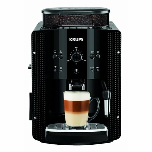 Krups Arabica Picto Kaffeevollautomat, Milchschaumdüse, 2-Tassen-Funktion, Drehregler, Einfache Reinigung, Kaffeemaschine, Schwarz, EA810870