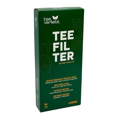 teeverliebt - Teefilter für bestes Aroma, praktische Teebeutel aus Papier für losen Tee, Größe L, 80 Stück