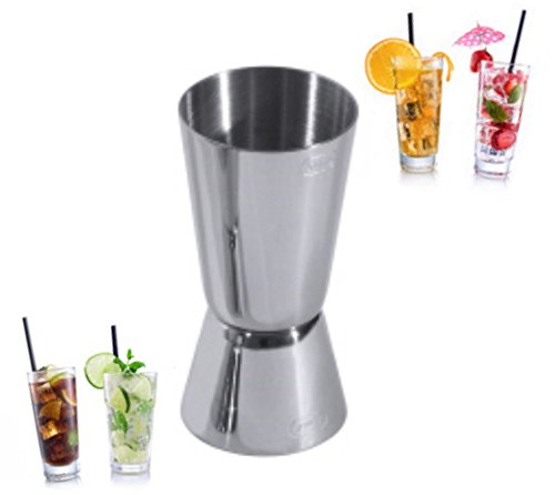 Kerafactum Messbecher Barmass Cocktailmessbecher Cocktail Doppelmass Skala 2,5cl 5cl Edelstahl Schnaps Ausgiesser Mixbecher Portionierer Zubehör Jigger Cocktails Massbecher Maatbeker Barbecher