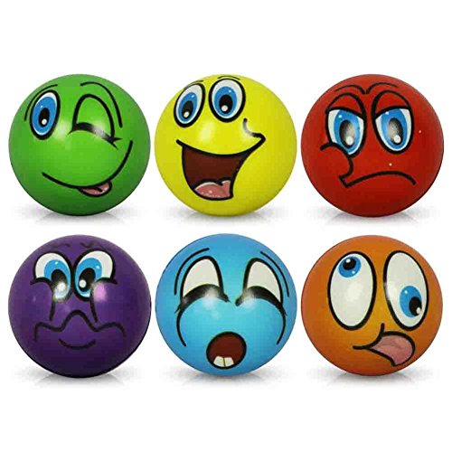 HC-Handel 6 x Stressball Streßball Knautschball Antistressball lustige Gesichter Softball Sortiert 6 cm