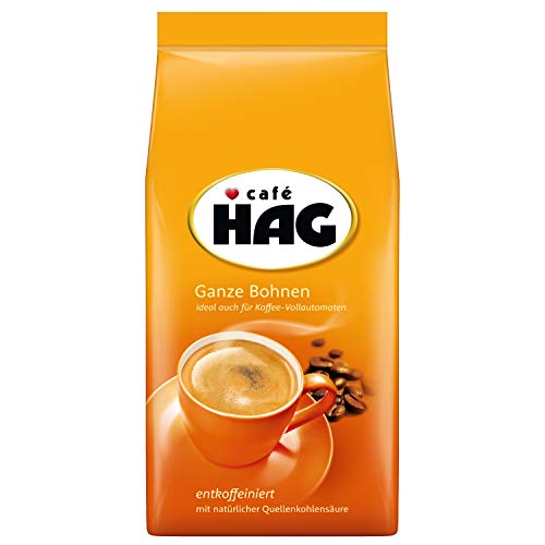 Jacobs Café HAG Klassisch Mild Café Crema, 500g ganze Kaffeebohnen entkoffeiniert, Intensität 4/5, für den professionellen Gebrauch