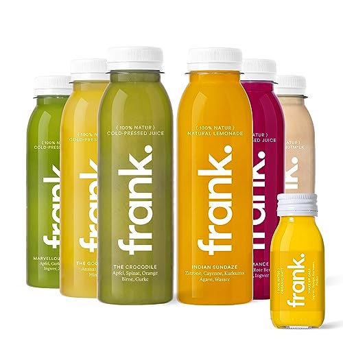 Frank Juice Saftkur 3 Tage | 18 x 330ml Säfte + 3 x 60ml Bio Ingwer shot | Direktsaft kaltgepresst Vegan | ideale Fastenkur aus frischem Obst & Gemüse | Premium Qualität (inkl. 4,50€ Einweg-Pfand)