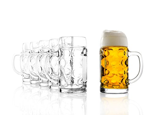 Stölzle Lausitz Bierkrug ISAR / 6er Set Bierkrüge 0,5 Liter/Stabiler Bier Krug/Biergläser 0,5 Liter aus Soda Lime Glas/Bierseidel 0,5l Spülmaschinengeeignet