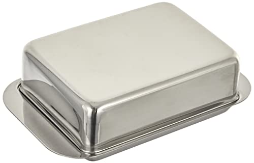 Weis 14257 Butterdose, Edelstahl, Silber, 15 x 9.4 x 4.2 cm