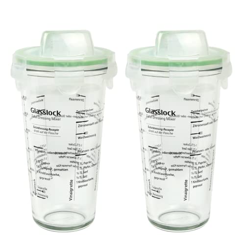 GLASSLOCK (2X PC-318-SD. 2X 450ml Shaker aus Glas - Shaker Typ - Bis 300ml beschriftet