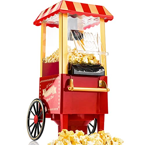 Gadgy Popcorn Maschine | Retro Popcorn Maker | Heissluft Ohne Fett Fettfrei Ölfrei, aus Kunststoff, Mehrfarbig