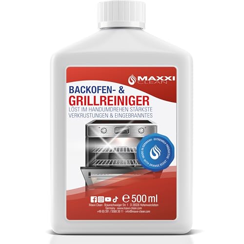 Maxxi Clean | Backofen- und Grillreiniger extra stark | 500 ml Gel Paste | selbstarbeitender Reiniger und Fettlöser | für Backofen, Herdplatte & Grill | löst Verkrustungen ohne Aufheizen & Gerüche