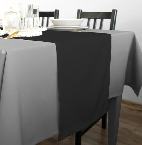 Rollmayer Hochwertiger Tischläufer Tischwäsche Uni einfarbig Pflegeleicht Kollektion Vivid, Farbe & Größe wählbar (Schwarz 34, 40x250cm)