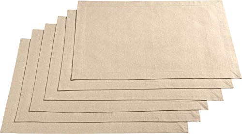 REDBEST Tischset, Platzset, Untersetzer Uni 6er-Pack Seattle, 100% Baumwolle - Robustes, glattes Gewebe, mit hochwertigem Kuvertsaum, beige Größe 30x45 cm (weitere Farben)