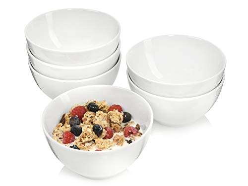 Sänger | Müslischalen Sunfort in Weiß, 6-teiliges Müslischalen Set aus Porzellan, Müsli, Teller Tief | 550 ml