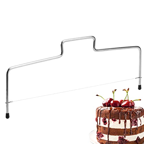 4smile Tortenschneider – Edelstahl Tortenbodenschneider 32cm – Kuchenschneider mit höhenverstellbarem Tortensäge-Draht gezahnt zum einfachen Zerteilen des Tortenbodens in Schichten