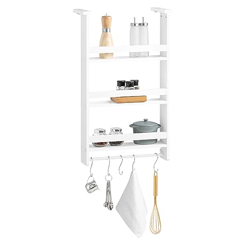 SoBuy® FRG150-W Hängeregal für Kühlschrank mit 5 Haken Türregal Küchenregal Gewürzregale mit 3 Ablagen, BHT ca.: 44,5x73,5x20cm