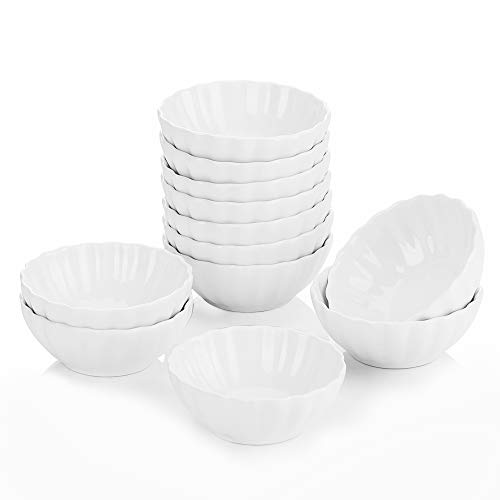 MALACASA, Serie Ramekin.Dish, 12-TLG. 3"/7,5cm/55ml SUPER Mini Dessert Schälchen Set Porzellan Dessert Pudding Snack Vorspeise Nachtisch Schäle Dekoschäle