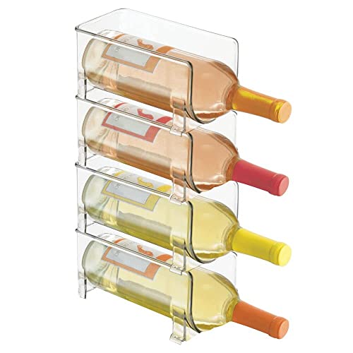 mDesign Weinständer – stapelbarer Flaschenhalter für Ihre Getränkeaufbewahrung in der Küche – für insgesamt Vier Flaschen, transparent