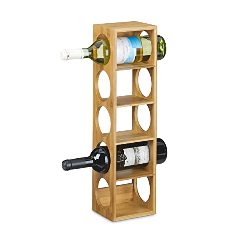 Relaxdays Weinregal aus Bambus HxBxT: ca. 53 x 14 x 12 cm mit 5 Fächern Holzregal für Wein Flaschenregal modern Regal für Getränke Weinhalter zur waagerechten Lagerung stapelbar, natur