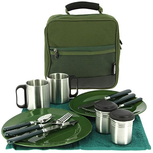 13-teiliges Deluxe G8DS® Campinggeschirr, Tassen und Besteck für 2 Personen Kochgeschirr Camping-Besteck-Geschirr-Set Survival Outdoor