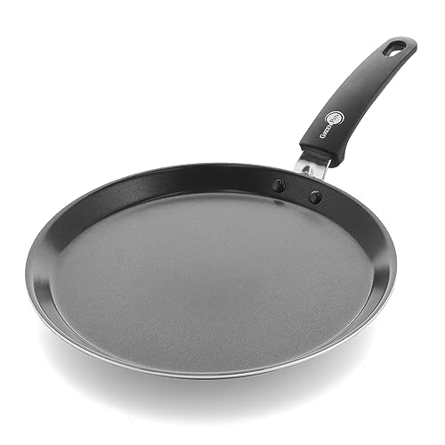 GreenPan Essentials Gesunde Keramische Antihaft-Pfannkuchenpfanne 28 cm, Crêpe-Pfanne, PFAS-frei, Induktion, Backofen- und Bratensicherheit bis 160°C, Spülmaschinenfest, Schwarz