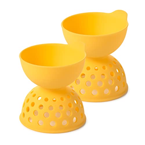 2-PIECE SILICONE EGG POACHING SET, Gelb